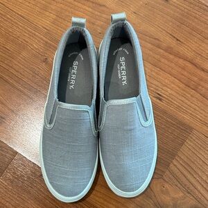 Sperry Women's Slip-On Grey Metallic Canvas Shoes